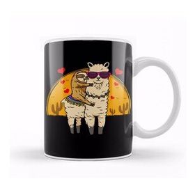 Baskı Dükkanı Sloth Riding Llama Cute Fluffy Lama & Sleepy Sloth Kupa