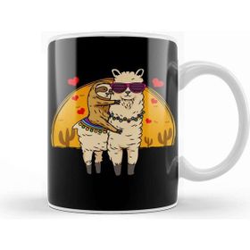 Baskı Dükkanı Sloth Riding Llama Cute Fluffy Lama & Sleepy Sloth Kupa