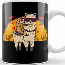 Baskı Dükkanı Sloth Riding Llama Cute Fluffy Lama & Sleepy Sloth Kupa
