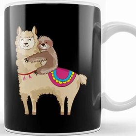 Baskı Dükkanı Sloth Riding Llama Hugging Animal Friends Kupa
