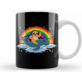Baskı Dükkanı Sloth Riding Narwhal Adorable Unicorn Of The Sea Kupa