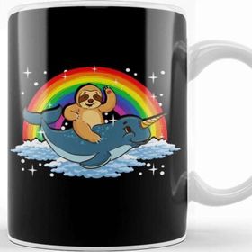 Baskı Dükkanı Sloth Riding Narwhal Adorable Unicorn Of The Sea Kupa