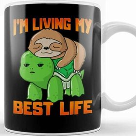 Baskı Dükkanı Sloth & Turtle I'm Living My Best Life Adorable Kupa