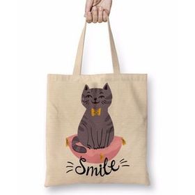 Baskı Dükkanı Smile Cat Kedi Bez Çanta