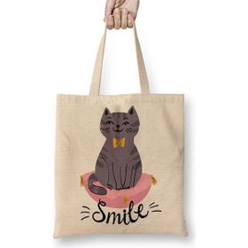 Baskı Dükkanı Smile Cat Kedi Bez Çanta