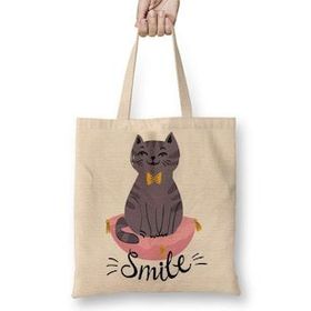 Baskı Dükkanı Smile Cat Kedi Bez Çanta