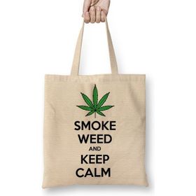 Baskı Dükkanı Smoke Weed And Keep Calm Connect Bez Çanta