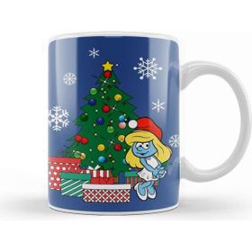 Baskı Dükkanı Smurfette Around The Christmas Tree Kupa