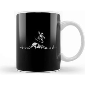 Baskı Dükkanı Snowboarder Heartbeat Snowboarding Heart Mountain Kupa