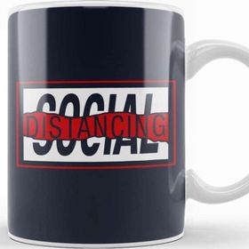 Baskı Dükkanı Social Distancing Red Wave Design Kupa