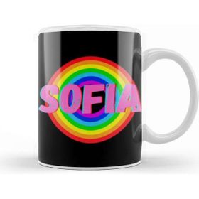 Baskı Dükkanı Sofia Name Personalized Custom Vintage Retro Rainbow Style Design Gift Baby Gift for Her Kupa
