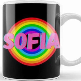 Baskı Dükkanı Sofia Name Personalized Custom Vintage Retro Rainbow Style Design Gift Baby Gift for Her Kupa