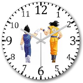 Baskı Dükkanı Songoku & Vegetta Bombeli Gerçek Cam Duvar Saati