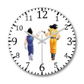 Baskı Dükkanı Songoku & Vegetta Bombeli Gerçek Cam Duvar Saati