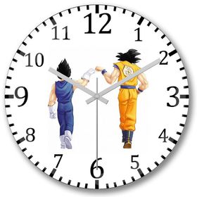 Baskı Dükkanı Songoku & Vegetta Bombeli Gerçek Cam Duvar Saati