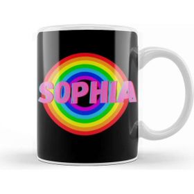 Baskı Dükkanı Sophia Name Personalized Custom Vintage Retro Rainbow Style Design Gift Baby Gift for Her Kupa