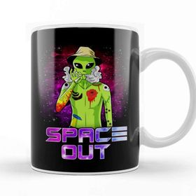 Baskı Dükkanı Space Out Hipster Alien Smoking Spacing Out Ufo Kupa
