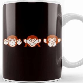 Baskı Dükkanı Speak See Hear No Evil Japan Monkeys Japanese Art Emoticon Kupa