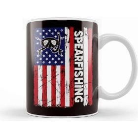 Baskı Dükkanı Spearfishing American Us Flag Spearfisher Speargun Spear Kupa