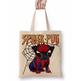 Baskı Dükkanı Spider Pug Köpek Örümcek Adam Bez Çanta
