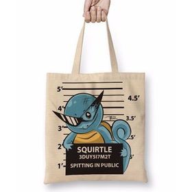 Baskı Dükkanı Squirtle Bad Boy Pokemon Bez Çanta