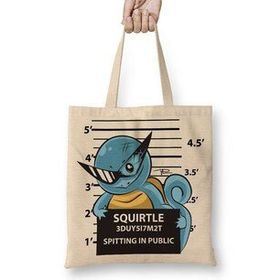 Baskı Dükkanı Squirtle Bad Boy Pokemon Bez Çanta