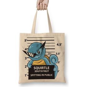 Baskı Dükkanı Squirtle Bad Boy Pokemon Bez Çanta