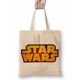 Baskı Dükkanı Star Wars Logo Beyaz Zemin Bez Çanta
