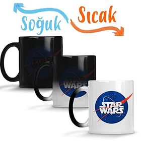 Baskı Dükkanı Star Wars Nasa Logo Sihirli Porselen Kupa