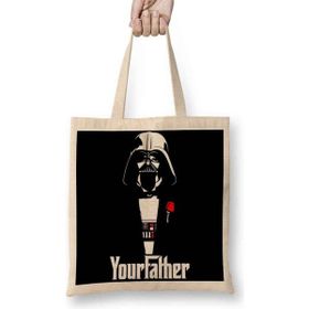 Baskı Dükkanı Star Wars Yoda Sushi Bez Uzun Saplı Krem Rengi Çanta