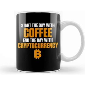 Baskı Dükkanı Start the Day With Coffee End With Cryptocurrency Kupa