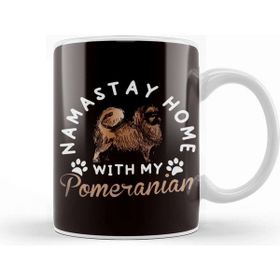 Baskı Dükkanı Stay Home With Pomeranian Pommy Pom German Spitz Puppy Pet Kupa