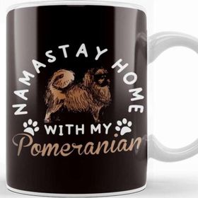 Baskı Dükkanı Stay Home With Pomeranian Pommy Pom German Spitz Puppy Pet Kupa