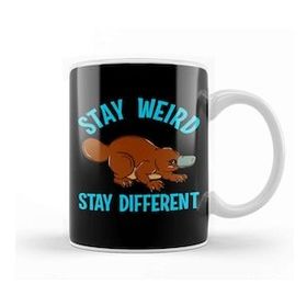 Baskı Dükkanı Stay Weird Stay Different Platypus Animal Pun Kupa
