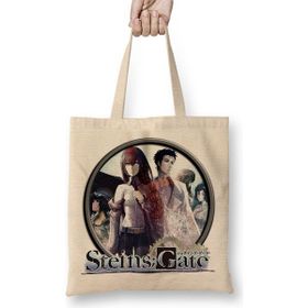 Baskı Dükkanı Steins Gate Bez Uzun Saplı Krem Rengi Çanta