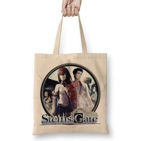 Baskı Dükkanı Steins Gate Bez Uzun Saplı Krem Rengi Çanta