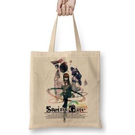 Baskı Dükkanı Steins Gate Death Note One Piece Tokyo Ghoul Bez Uzun Saplı Krem Rengi Çanta