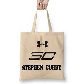 Baskı Dükkanı Stephen Curry Golden State Nba Bez Uzun Saplı Krem Rengi Çanta