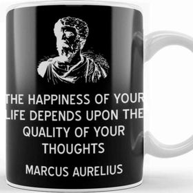 Baskı Dükkanı Stoic Happiness Depends On Your Thoughts Quote Marcus Aurelius Kupa