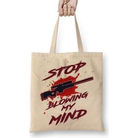 Baskı Dükkanı Stop Blowing My Mind Bez Uzun Saplı Krem Rengi Çanta