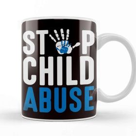 Baskı Dükkanı Stop Child Abuse Prevention Month Awareness Blue Ribbon Kupa