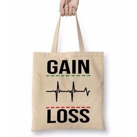 Baskı Dükkanı Stop Gain E Loss Bez Uzun Saplı Krem Rengi Çanta