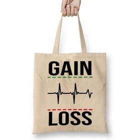 Baskı Dükkanı Stop Gain E Loss Bez Uzun Saplı Krem Rengi Çanta