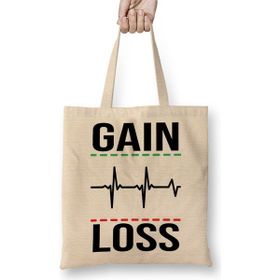 Baskı Dükkanı Stop Gain E Loss Bez Uzun Saplı Krem Rengi Çanta