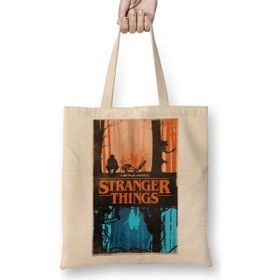 Baskı Dükkanı Stranger Things 002 Bez Uzun Saplı Krem Rengi Çanta