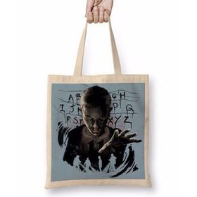 Baskı Dükkanı Stranger Things 08 Bez Uzun Saplı Krem Rengi Çanta