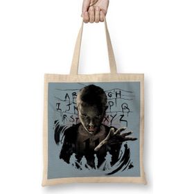 Baskı Dükkanı Stranger Things 08 Bez Uzun Saplı Krem Rengi Çanta