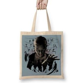 Baskı Dükkanı Stranger Things 08 Bez Uzun Saplı Krem Rengi Çanta