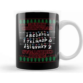 Baskı Dükkanı Stranger Things Merry Christmas Lights Knit Kupa