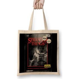 Baskı Dükkanı Stranger Things Vintage Bez Uzun Saplı Krem Rengi Çanta